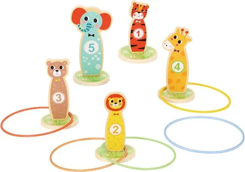 TOOKY TOY Hölzerne Zielscheibe Wurfspiel Tiere 15 el.