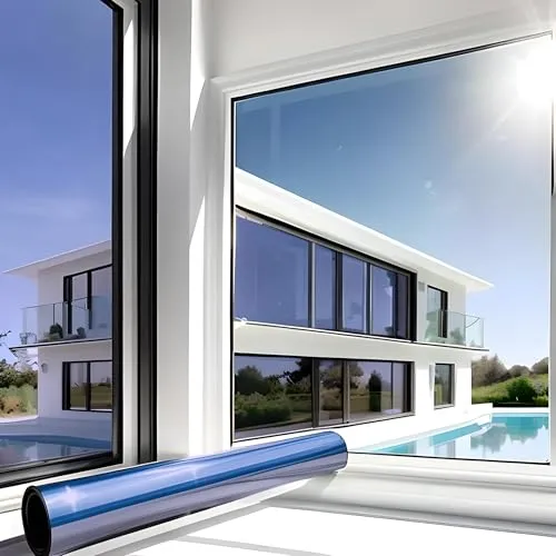 MARAPON® Spiegelfolie Fenster Sichtschutz [44.5x200 cm] Fensterfolie Sonnenschutz außen ohne Rückstände