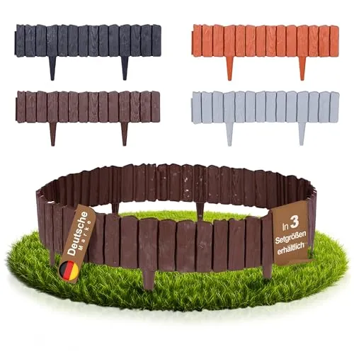 BooGardi Beetumrandung Rasenkante Holzoptik, 5 Stück, Braun - Flexible Beeteinfassung in Holzoptik für einen rustikalen Look im Garten. Witterungsbeständig und langlebig aus hochwertigem Kunststoff, ideal zur klaren Abgrenzung von Rasen und Beeten.