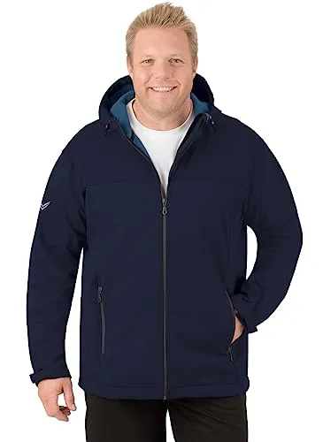 TRIGEMA Klassische Softshell–Kapuzenjacke, Herren, Gr. XL, navy - Funktionsjacke aus wasserabweisendem Material, windbeständig und atmungsaktiv mit wärmendem Fleece-Innenfutter – ideal für Outdoor-Aktivitäten.