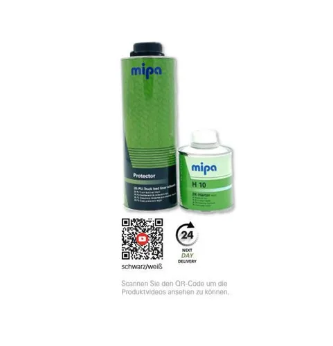 MIPA Protector schwarz 750ml + Härter H10 250ml - Hohlraumversiegelung mit 2K-PU Schutzlack für optimalen Steinschlagschutz und langlebige Versiegelung.