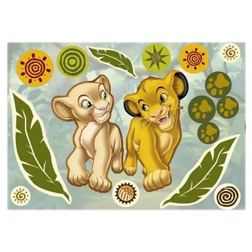 Komar Disney Deco-Sticker SIMBA AND NALA | 50 x 70 cm | Wandtattoo, Wandaufkleber, Wandsticker, Wandbild, König der Löwen, Löwe, Baby, Kinderzimmer | 14040h