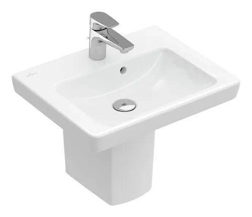 Villeroy & Boch Waschtisch Subway 2.0 50 x 40 cm - Elegantes Handwaschbecken in Weiß, mit praktischem Hahnloch und Überlauf - ideal für stilvolle Badezimmergestaltung.