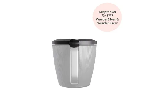 Wundermix Schneideaufsatz für Thermomix TM7 - Adapter-Set für die Nutzung von Wundermix Zubehör mit TM7. Ideal für präzises Schneiden und Saftpressen. Passgenauer Halt und modernes Design in Mattschwarz.