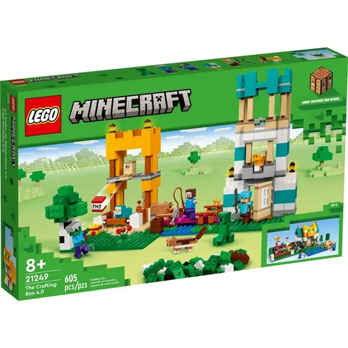 LEGO 21249 Die Crafting-Box 4.0 – LEGO Minecraft - Kreatives Bauset mit 605 Teilen und 3 Minifiguren für stundenlangen Spielspaß. Ideal für Kinder ab 8 Jahren. Fördert die Fantasie und das kreative Denken.