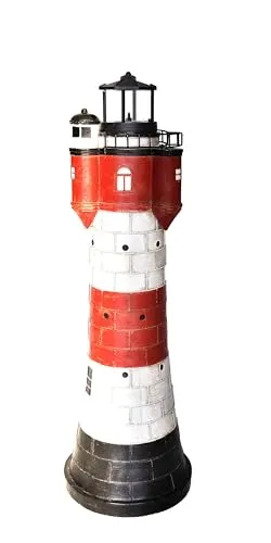 J.W. XXL Solar-Leuchtturm ROTER SAND mit Solarbeleuchtung