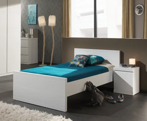 Vipack Einzelbett Lara, 90 x 200 cm - Betten, zeitloses Design aus robustem MDF, mit stabilen Kopf- und Fußteilen für hohe Langlebigkeit – ideal für jedes Kinderzimmer!