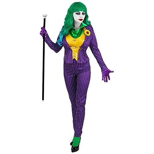 MAD JOKER Kostümset XL - Jacke, Bluse, Weste, Hose und Handschuhe in Blau - Kostümset für den perfekten Auftritt als Joker, inklusive Jacke, Bluse, Weste, Hose und Handschuhe - ideal für Karneval und Fasching.