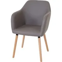 Esszimmerstuhl Vaasa T381 – Retro 50er Jahre Design, taupe-grau - Esszimmerstuhl im skandinavischen Retro-Design, bequem gepolstert und aus hochwertigem Kunstleder. Ideal für stilvolle Esszimmer und einfach zu montieren.