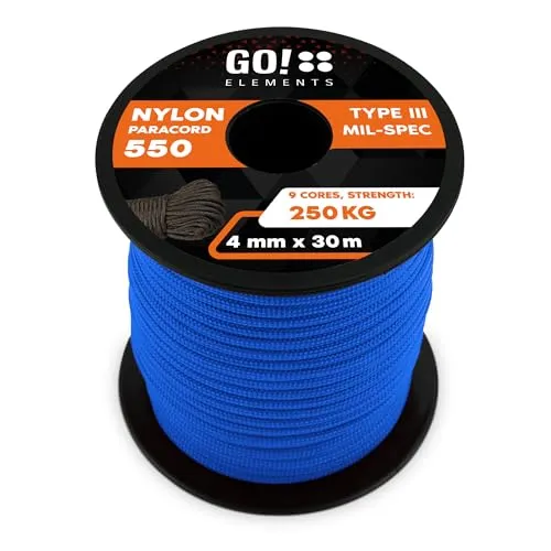 Paracord 550 Typ III | ø 4mm - 11 Kerne - max. 250 kg | 100% Nylonschnur - reißfest & extrem stabil | Nylonseil, Allzweckseil, Reepschnur & Outdoor Seil