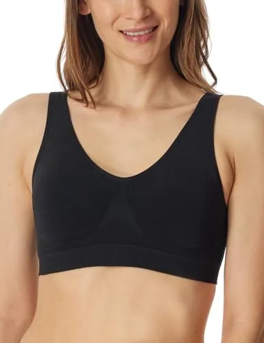 Schiesser Damen Bustier nahtlos mit herausnehmbaren Pads - Classic Seamless, schwarz, XXL - Funktionsunterwäsche mit hohem Tragekomfort dank nahtlosem Design und breiteren Trägern. Herausnehmbare Pads sorgen für eine leichte Stützfunktion und perfekten Sitz unter anliegender Kleidung.