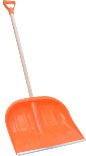Aqbau Schneeschaufel Schneeräumer Schneeschieber Schneeschippe 47 x 40 cm mit Metallbeschlag Steil 100cm Solid (Orange)