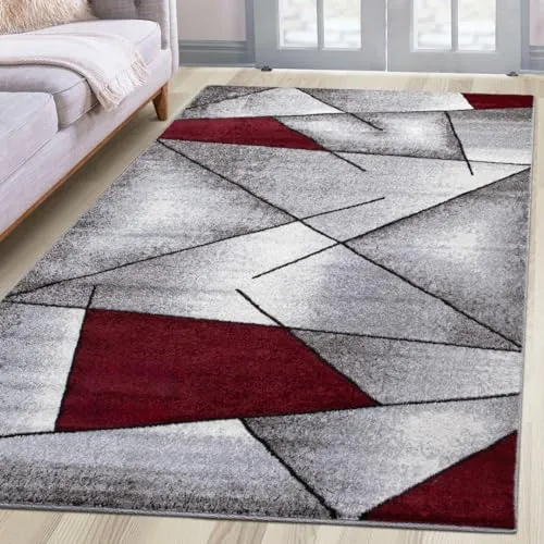 oKu-Tex Teppich | Modernes geometrisches Design in Rot von oKu-Tex