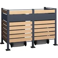 Westmann Mülltonnenverkleidung Planum 2er Box - Außenanbau mit minimalistischen Design, ideal zum Verbergen von Mülltonnen und als dekorativer Sichtschutz für Ihren Garten.
