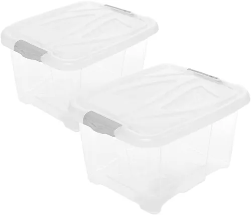 Stk. Aufbewahrungsbox 30L mit Deckel - Boxen für vielseitige Aufbewahrung, robust und stapelbar für platzsparende Lösungen in Werkstatt oder Kinderzimmer.