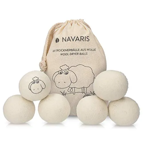 Navaris Trocknerbälle 6er Pack ökologisch - Ball für Wäschetrockner aus 100% Wolle - Umweltschonende Filzbälle - Bio Weichspüler Alternative