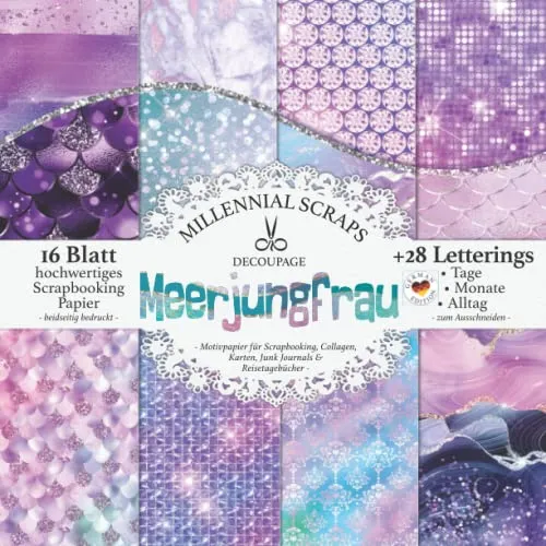 DECOUPAGE Meerjungfrau – Motivpapier für Scrapbooking, Collagen, Karten, Junk Journals & Reisetagebücher –: DIY Papier & Zubehör zum Ausschneiden I ... I Kalender Basteln, Tagebuch Deko & Inspo