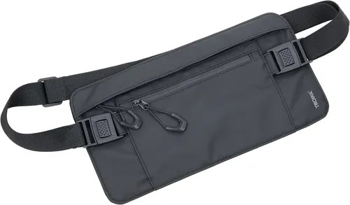 TROIKA BLACK BELT BAG - Gürteltasche mit 2 Reißverschlussfächern - Praktische Gürteltasche für den Business-Alltag mit RFID-Schutz. Robustes Tarpaulin in stylischem Schwarz sorgt für Langlebigkeit und sicheres Verstauen von Tickets, Ausweisen und mehr.