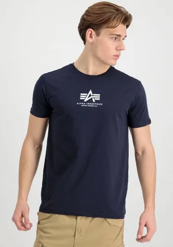 ALPHA INDUSTRIES Herren Basic T Ml T-Shirt, Blau (Rep.blue), S - T-Shirt für Herren im Regular Fit mit abgesetztem Kragen und kleinem Logo am Ärmel, ideal für lässige Outfits.