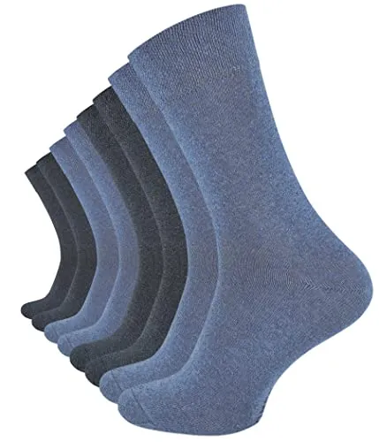 VCA 8 Paar Herren COMFORT Socken, ohne Gummibund, Baumwolle mit Elasthan, verschiedene Blautöne, Gr. 39-42