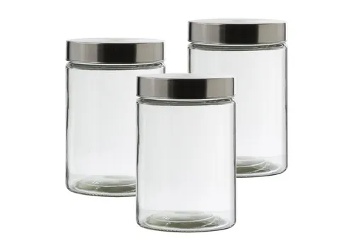 GAUMENKICK Vorratsglas Vorratsdose M Glasbehälter 1,25Liter Aufbewahrungsglas Vorratsglas 3St, Glas, (3-tlg)
