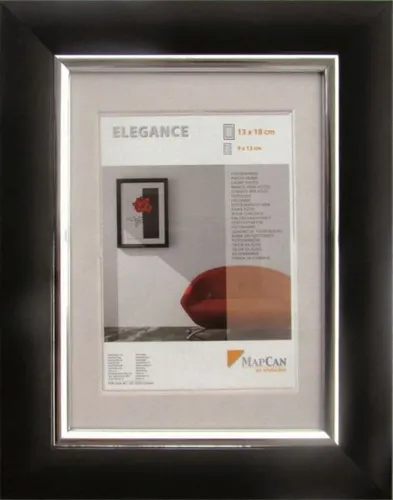 Kunststoff Bilderrahmen Elegance schwarz-metallic-silber, 50 x 70 cm - Bilderrahmen aus hochwertigem Kunststoff, elegantes Design in schwarz-metallic-silber, ideal für Ihre Lieblingsbilder und zur stilvollen Raumgestaltung.