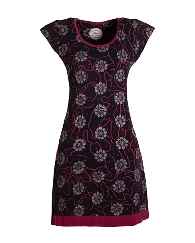 Vishes Damen Kurzarm Kleid in Schwarz I Größe M (38) I Handgefertigt aus 100% Baumwolle I Stylisches Sommerkleid für Freizeit & Alltag I Nachhaltige Alternative Bekleidung