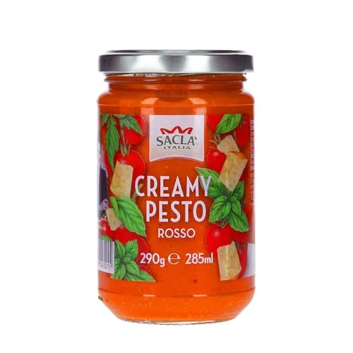 Saclà Creamy Pesto Rosso 290g - Pesto aus sonnengetrockneten Tomaten, ideal für Pasta und als Brotaufstrich, verleiht jedem Gericht eine mediterrane Note.