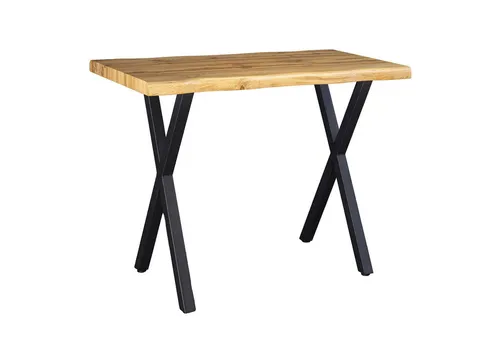 riess-ambiente Bartisch WILD 120cm braun / schwarz · Theke mit Baumkante im Wildeichen-Design (Einzelartikel, 1-St), X-Gestell aus Metall · Küchentisch · Industrial Design