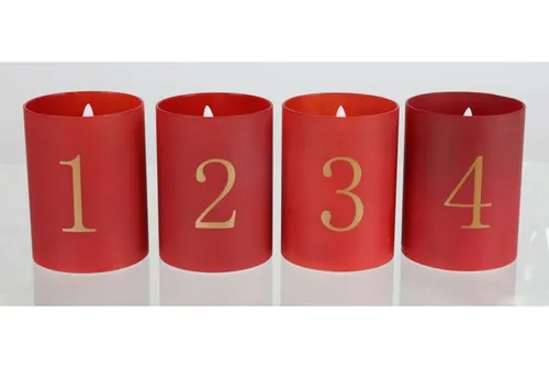 BURI LED Adventskerzen 4er Set – Wachs-Glas-Lampen für Weihnachten - Set mit 4 modernen LED-Kerzenlampen, ideal für stimmungsvolle Weihnachtsbeleuchtung. Batterie betrieben und pflegeleicht, perfekt für jedes Zimmer.