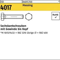 Sechskantschraube ISO 4017 Messing M6 x 45mm - Eisenwaren, hochwertige Messing-Sechskantschraube mit metrischem Regelgewinde, ideal für langlebige Verbindungen.