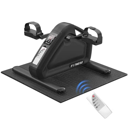 Elektrischer Pedaltrainer, Mini Heimtrainer mit Fernbedienung & LCD, Leiser Arm /Beintrainer mit Anti-Rutsch-Matte, Gelenkschonendes Fitnessgerät für Büro, Zuhause & Reha für Senioren