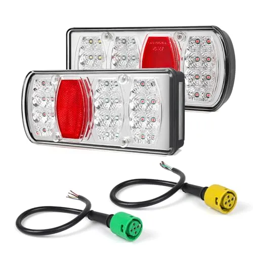 Yuanjoy LED Anhänger Rückleuchten Set, Wasserdichte 13 Poliger Anhängerstecker Adapter mit 0.3 Meter Kabel, 12V 24V 13 Polig Anhänger Beleuchtung Set mit E-Prüfzeichen