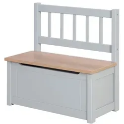 roba Kindertruhenbank Woody - Spielzeugtruhe aus taupe lackiertem Holz, mit Deckelbremse für sichere Nutzung und zusätzlichem Stauraum