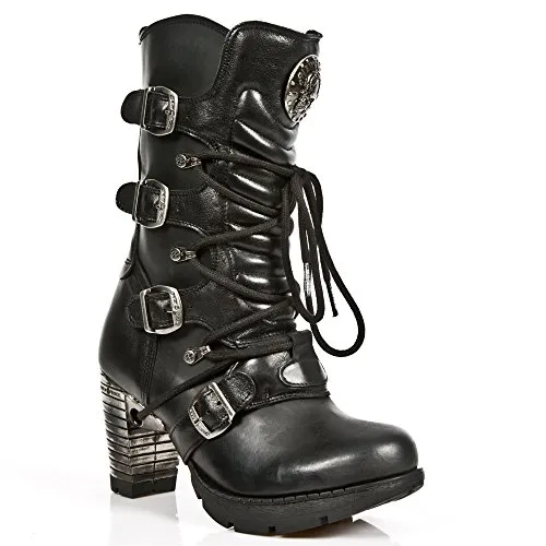 New Rock M.TR003-S1 Damen Stiefel, Schwarz - Hochwertige Wanderschuhe aus Naturleder mit robusten Gummisohlen für optimalen Komfort und Halt auf jedem Terrain.