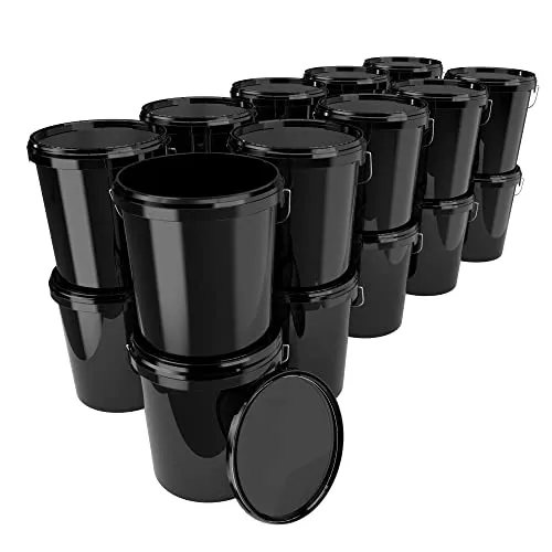 20x Eimer mit Deckel 16 Liter Schwarz in schwarz von FixedByU