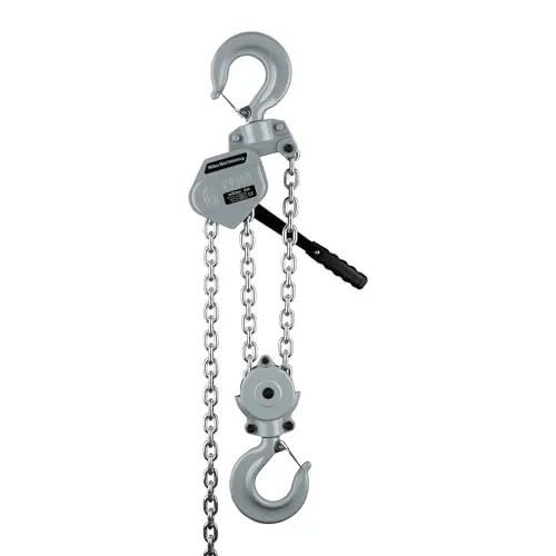 Wiltec Mini Hebelzug bis 6 t, robuster Handkettenzug 1,5 m Hubhöhe, Kettenzug aus Aluminium, manueller Hebelzug, hochbelastbares Hebemittel