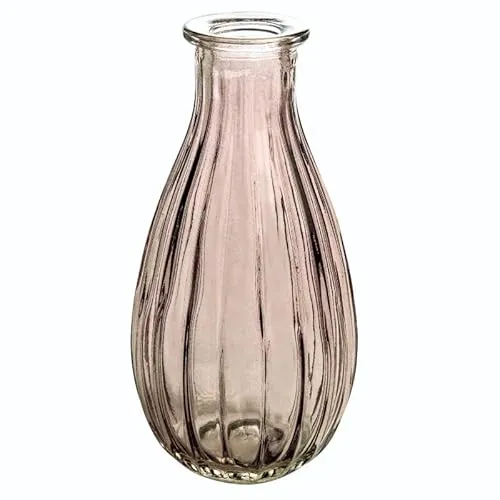 Blumenvase Rim 14,5cm. Glasflasche, kleine Vase, Glasvase für kleine Blumen beige BRAUN