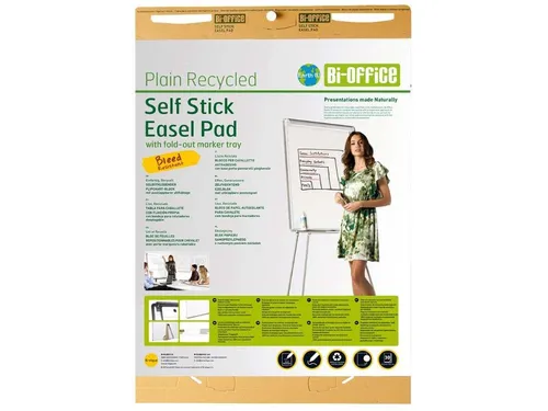 Bi-Office Recycling-Flipchart-Block 'Earth' - Flipchartblöcke, umweltfreundlich mit über 95 % Reststoffen, rückstandslos ablösbar und mit integrierter Stiftablage für flexibles Arbeiten.