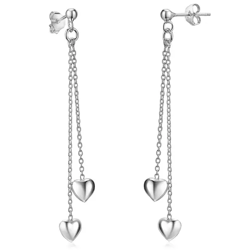 MATERIA Herz Ohrringe Silber 925 - Elegante Hängeohrringe - Ohrschmuck aus feinem Sterlingsilber 925, perfekt für besondere Anlässe wie Hochzeiten oder Valentinstag. Lieferung in edler Schmuckschatulle.