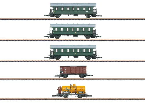 Märklin 87503 Z 5er Wagen-Set Rüganer Bäder-PmG der DR - detailgetreue Modelleisenbahn-Waggons, ideal zur Erweiterung Ihrer Dampflok-Sammlung