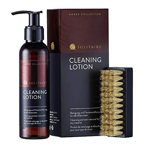 Solitaire CLEANING LOTION Schuhreiniger-Set mit 140ml Lotion und Reinigungsbürste zur effektiven und einfachen Reinigung und Fleckenentfernung für Schuhe aus Leder und Tex, Amber Collection