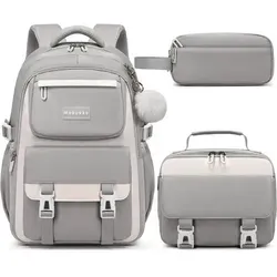 Schulrucksack Mädchen Teenager Wasserdicht 30L Multi Tasche Grau