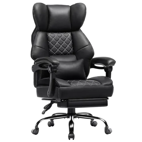 GTPLAYER Ergonomischer Gaming Stuhl mit Fußstütze und Lendenstütze, Hochlehner für große Nutzer
