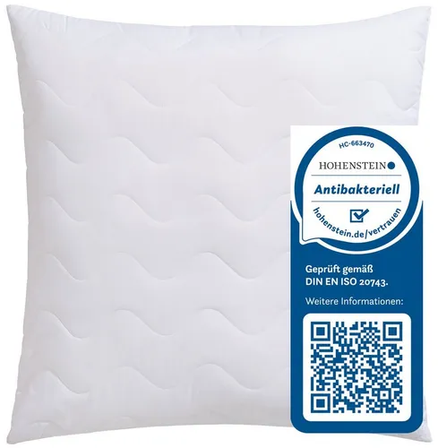 Jekatex Microfaserkissen Antibac, Füllung: 100% Polyesterkugeln (antibakteriell), Bezug: 100% Polyester, Bauchschläfer, Rückenschläfer, Seitenschläfer, 1 oder 2-tlg., Kopfkissen 40x80, 80x80 cm, im Einzel- oder Doppelpack