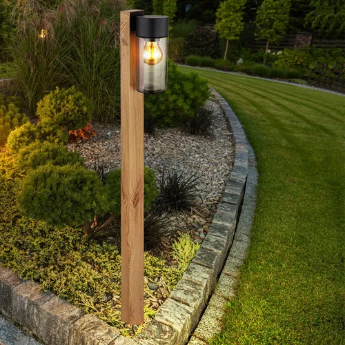 Moderne Stehlampe Außenleuchte in Holzoptik