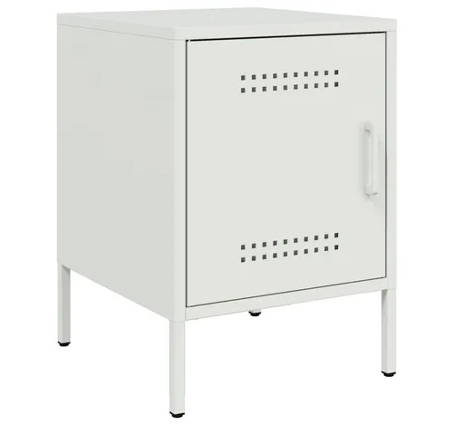 furnicato Nachttisch aus Stahl Weiß 36 x 39 x 50,5 cm - Robuster Nachttisch im modernen Industrie-Design. Mit praktischem Stauraum und pflegeleichtem Stahlgestell ist er ideal für Schlafzimmer oder Wohnzimmer. Verleihen Sie Ihrem Raum eine stilvolle Note.