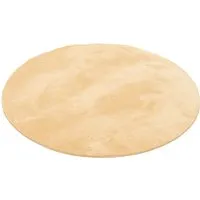 Luxus Super Soft Fellteppich Pearl Curry Gelb - Rund - Teppich für Wohnzimmer, 100% Polyester, sehr weich und schadstoffgeprüft, ideal für Fußbodenheizung und parkettfreundlich.