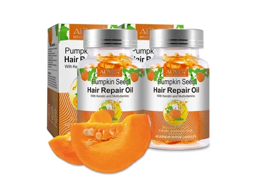 ALIVER Haaröl Kürbiskernöl Haarwachstum Haarpflege in Kapseln Vegan, 2-tlg.
