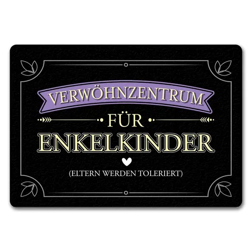 Verwöhnzentrum für Enkelkinder Fußmatte ohne Rand in 35x50 cm ohne Rand mit
